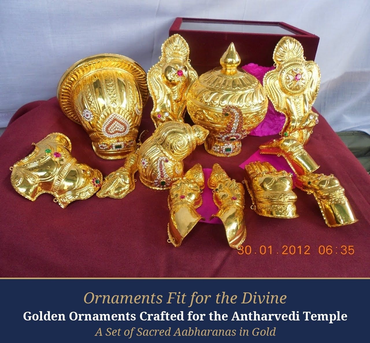 Golden ornaments for the Antharvedi Sri Lakshmi Narasimha Swamy Temple.